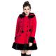 Hell Bunny Sarah Jane Winter Hooded Faux Fur Coat - UK 18 (2XL) / Red