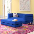 Isabelle & Max™ Altermease Zipline Sofa & Large Ottoman 3 in 1 Fold Out Sofa, Big Polyurethane in Blue | 18 H x 54 W x 26 D in | Wayfair