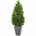 Ivy Bronx 57in. Bay Leaf Cone Topiary Tree in Slate Planter UV Resistant (Indoor/Outdoor) Earthenware/Silk/Plastic | 57 H x 24 W x 24 D in | Wayfair