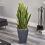 Orren Ellis Sansevieria Artificial Snake Plant in Planter Earthenware/Silk/Plastic | 42 H x 12 W x 12 D in | Wayfair