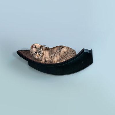 The Refined Feline Lotus Leaf Cat Shelf - Wall-Mounted Wood Cat Furniture w/ Replaceable Carpet, Holds Up to 50 Lbs Wood/Carpet in Brown | Wayfair