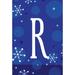 Toland Home Garden Winter Snowflakes Monogram 28 x 40 inch House Flag, Polyester in Blue | 40 H x 28 W in | Wayfair 1010185