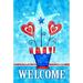 Toland Home Garden Potted Patriotic Welcome 2-Sided Polyester 18 x 12.5 in. Garden Flag in Blue | 18 H x 12.5 W in | Wayfair 1110286