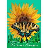 Toland Home Garden Swallowtail Sunflower Polyester 18 x 13 in. Garden Flag in Green/Orange/Yellow | 18 H x 12.5 W in | Wayfair 119449