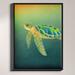 DiaNoche Designs 'Syndney Seaturtle' Framed Watercolor Painting Print on Canvas in Blue/Green/Tan Canvas in Blue/Brown/Green | Wayfair