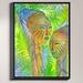 DiaNoche Designs 'African Forest Queens' Framed Watercolor Painting Print on Canvas in Blue/Green/Pink | 17.75 H x 13.75 W x 1 D in | Wayfair