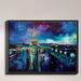 Red Barrel Studio® 'Parisian Night Eiffel Tower' Framed Painting Print on Canvas in Black/Blue/Indigo | 19.75 H x 25.75 W x 1 D in | Wayfair