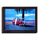 DiaNoche Designs 'The Red Bus' Framed Acrylic Painting Print on Wrapped Canvas in Blue/White/Yellow | 17.75 H x 21.75 W x 1 D in | Wayfair