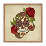 East Urban Home Sugar Skull Square Serving Tray Bamboo in Brown | 1.25 H x 12 W in | Wayfair EAUH5022 33842368