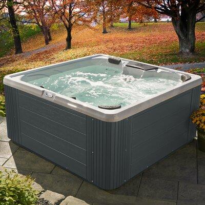 Ohana Spas Revitalize LS 6-Person 50 -Jet Acrylic Square Hot Tub w/ Ice Bucket, Heater & Ozone Acrylic in Gray, Size 34.0 H x 74.0 W x 74.0 D in
