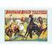 Buyenlarge Buffalo Bill: Cowboy Fun The Bronco Busters Busy Day Vintage Advertisement in Brown/Green/Yellow | 28 H x 42 W x 1.5 D in | Wayfair