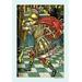 Buyenlarge 'The Yellow Dwarf - Battle' by Walter Crane Painting Print, Ceramic in Brown/Green/Yellow | 36 H x 24 W x 1.5 D in | Wayfair