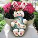 The Holiday Aisle® Spring Wreath Easter Bunny Hugs en Door Hanging Figurine en Door Hanger in Blue/Brown/White | 24 H x 18 W x 1 D in | Wayfair