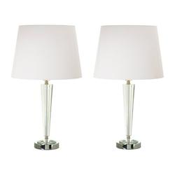 Hokku Designs Aayam 26" Table Lamp Set Metal/Fabric/Crystal in White | 26 H x 14 W x 14 D in | Wayfair LATT7304 38677779
