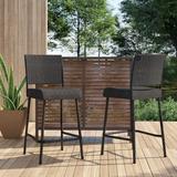 Winston Porter Bertila 29" Patio Bar Stool Wicker/Rattan in Brown | 43 H x 20 W x 23 D in | Wayfair MROW7751 33488810