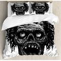 Ambesonne Halloween Zombie Head Evil Dead Man Portrait Fiction Creature Scary Monster Graphic Duvet Cover Set Microfiber | King | Wayfair