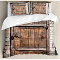 Ambesonne Vintage Rustic Wooden Door of Old Barn Duvet Cover Set Microfiber in Brown | King Duvet Cover + 2 King Shams | Wayfair nev_25169_king