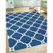 Blue/Navy 93 x 0.25 in Area Rug - Pasargad Geometric Handmade Tufted Wool Navy/White Area Rug Wool | 93 W x 0.25 D in | Wayfair PBW-820 8x10