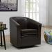 Barrel Chair - Red Barrel Studio® 28.5Cm Wide Swivel Barrel Chair Faux Leather/Wood/Polyester in Brown | 29 H x 28.5 W x 28.5 D in | Wayfair