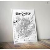 OurPoster.com 'Edmonton City Map' Graphic Art Print Poster in Ink Paper in Black/White | 24 H x 18 W x 0.05 D in | Wayfair OP-YEGC00EN