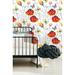 Winston Porter Bontang Removable Poppy Flowers Butterflies 10' L x 25" W Peel & Stick Wallpaper Roll Vinyl in Orange/White | 25 W in | Wayfair