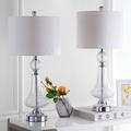 Charlton Home® Martel 26" Table Lamp Set Metal/Fabric in Gray/White | 25.5 H x 12 W x 12 D in | Wayfair 039BB4172E75409D985A1F39B29004CF