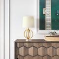Willa Arlo™ Interiors Sarratt 20" Antique Gold/Chrome Table Lamp Metal/Fabric in Gray/White/Yellow | 20 H x 9.5 W x 9.5 D in | Wayfair