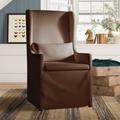 Wingback Chair - Birch Lane™ Burbury 25.25" Wide Linen Slipcovered Wingback Chair Linen/Fabric in Brown | 46.5 H x 25.25 W x 29 D in | Wayfair