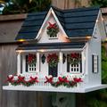 Home Bazaar Holiday Offering Holiday House w/ LED Lights 11.75 in x 11.5 in x 10 in Birdhouse in Black/Brown/White | Wayfair HB-2022MLED