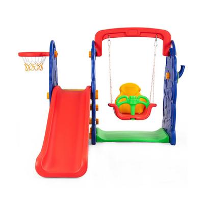 Costway 3-in-1 Junior Children Freestanding Design Climber Slide Swing Seat Basketball Hoop