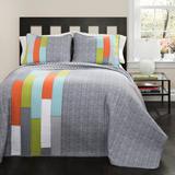 Shelly Stripe Quilt Orange/ Blue 2Pc Set Twin - Lush Decor C43240P15-000