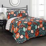 Poppy Garden Quilt Navy 3Pc Set King - Lush Decor 16T002391