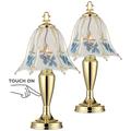 Regency Hill Blue Flower 18" High Touch On-Off Table Lamps Set of 2