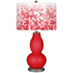 Bright Red Mosaic Giclee Double Gourd Table Lamp