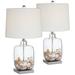 360 Lighting Square Glass Fillable Table Lamps with Shells Set of 2