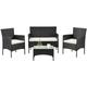Polyrattan Gartenmöbel-Set Fort Myers – Balkonmöbel-Set mit Tisch, Sofa & 2 Stühlen – Sitzgruppe 4