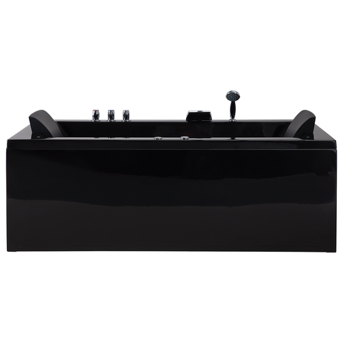 Badewanne Schwarz 183 x 90 cm mit Massagefunktion Linksseitig Modern