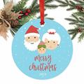The Holiday Aisle® Merry Christmas, Santa Mrs. Claus w/ Elf Ball Ornament Metal in Blue/White | 3.5 H x 3.5 W in | Wayfair
