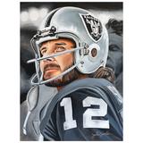 Ken Stabler Raiders Fine Art Canvas Print 18" x 24" by Artist Joshua Jacobs