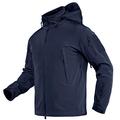 Hiking Jackets Mens Waterproof Softshell Jackets Winter Fleece Jacket Mens Casual Travel Jacket Breathable Working Coats with Multi Pockets , Navy, UK M (Label L)