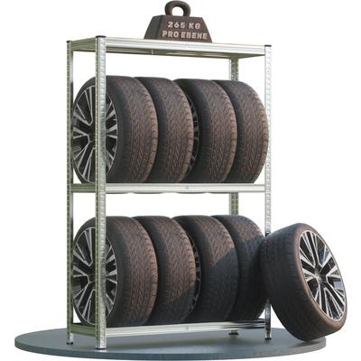 Deuba - Tyre Rack Tire Rack Shelving Wheel Rim Shelf Heavy Duty Metal 180x120x40cm 795kg 8 Tires