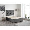 Bed Centre Charcoal Plush Velvet Fabric Divan Base Plus Matching Headboard and 4 Drawers 3ft 4ft 4ft6 5ft 6ft (4FT (Small Double))