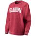 Women's Pressbox Crimson Oklahoma Sooners Comfy Cord Vintage Wash Basic Arch Pullover Sweatshirt