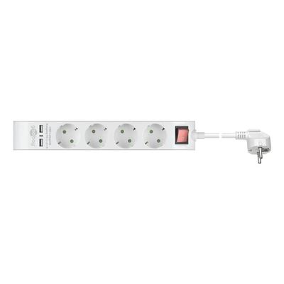 4-fach Steckdosenleiste mit 2 USB-Ports weiß, goobay