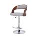 Orren Ellis Kris Adjustable Height Swivel Bar Stool Wood/Upholstered in Brown/Gray/Red | 19 W x 19 D in | Wayfair 532389AEF7D24207B3C781F7B849C0DE