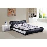 Rosdorf Park Cuvier Tufted Platform Bed Upholstered/Faux leather in White/Black | 28.5 H x 83.5 W x 102 D in | Wayfair