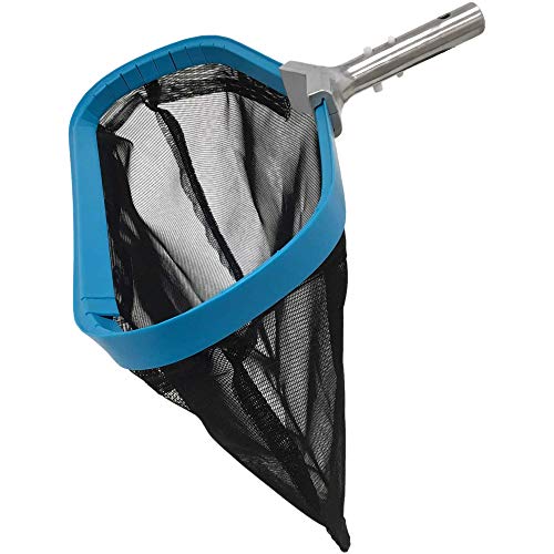 "U.S. Pool Supply Professional Heavy Duty 19"" Swimming Pool Leaf Skimmer Rake with Strong Reinforced Aluminum Frame Handle, Deep Net Bag - Commercial Grade - Fast Cleaning, Easy Debris Pickup & Removal"
