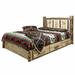 Loon Peak® Glacier Country Collection Lodge Pole Pine Platform Storage Bed Wood in White | 47 H x 80 W x 94 D in | Wayfair