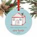 The Holiday Aisle® First Christmas In Our New Home 2018 Holiday Snowman Family Ball Ornament Metal in Blue/White | 3.5 H x 3.5 W in | Wayfair