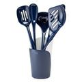 Orren Ellis Melamine Utensil Crock Plastic in White/Blue | 13 H x 5 W x 5 D in | Wayfair 6284E9AAB9384EB5887513BE2A7CA25F